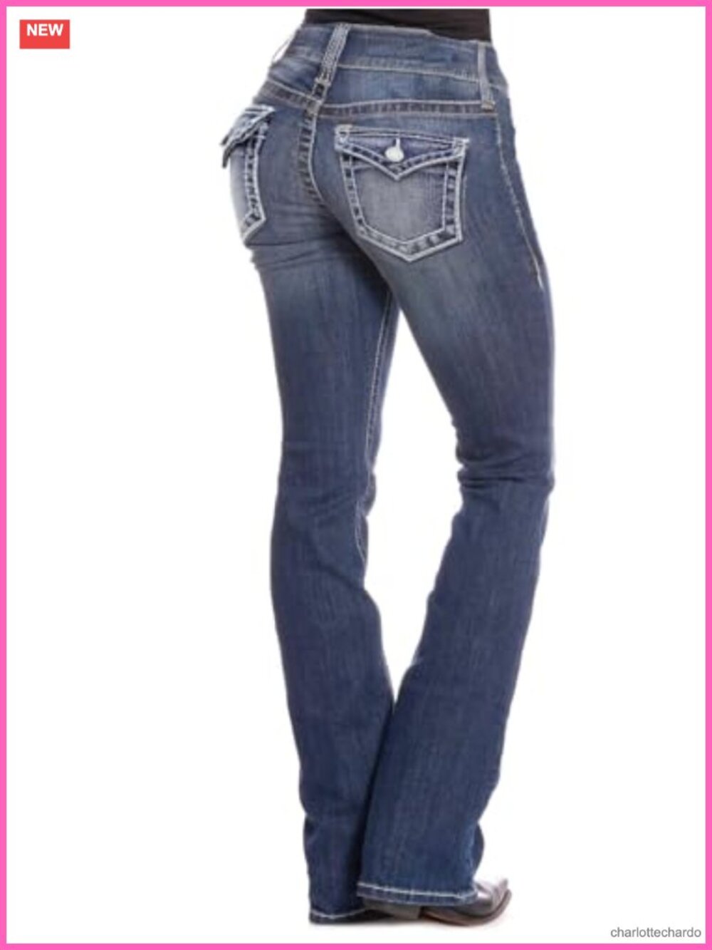 Low Rise Bootcut Jeans Curvy Fit Stretch Denim Western Style